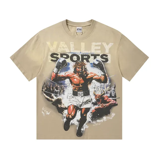 Beige and Black Graphic Print Oversized T-Shirt 3