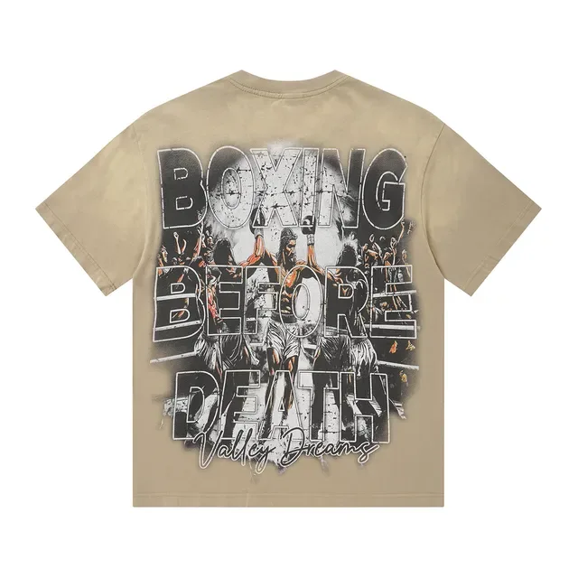Beige and Black Graphic Print Oversized T-Shirt 4