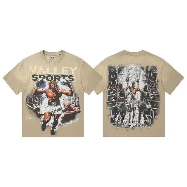 Beige and Black Graphic Print Oversized T-Shirt 5