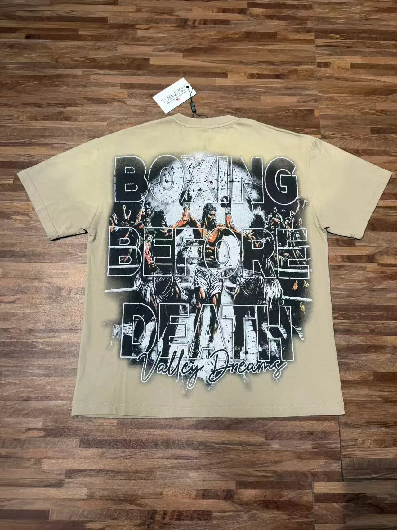 Beige and Black Graphic Print Oversized T-Shirt 14