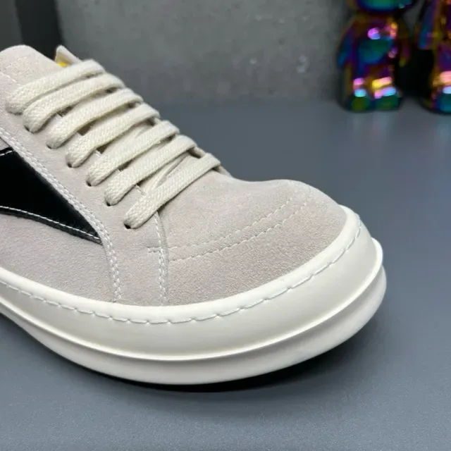 Beige and Black Suede Low-Top Sneakers 7