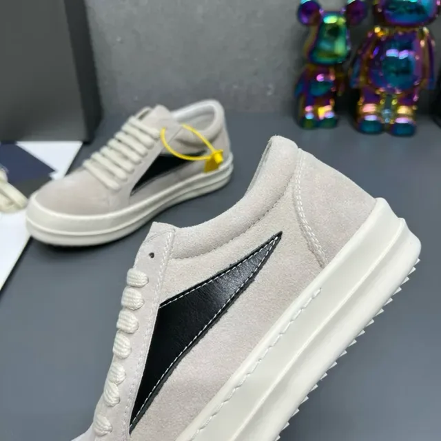 Beige and Black Suede Low-Top Sneakers 8