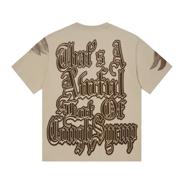 Beige and Brown Graphic Cherub Angel T-Shirt 4