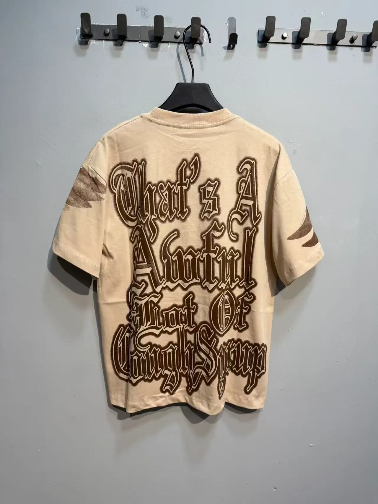 Beige and Brown Graphic Cherub Angel T-Shirt 5
