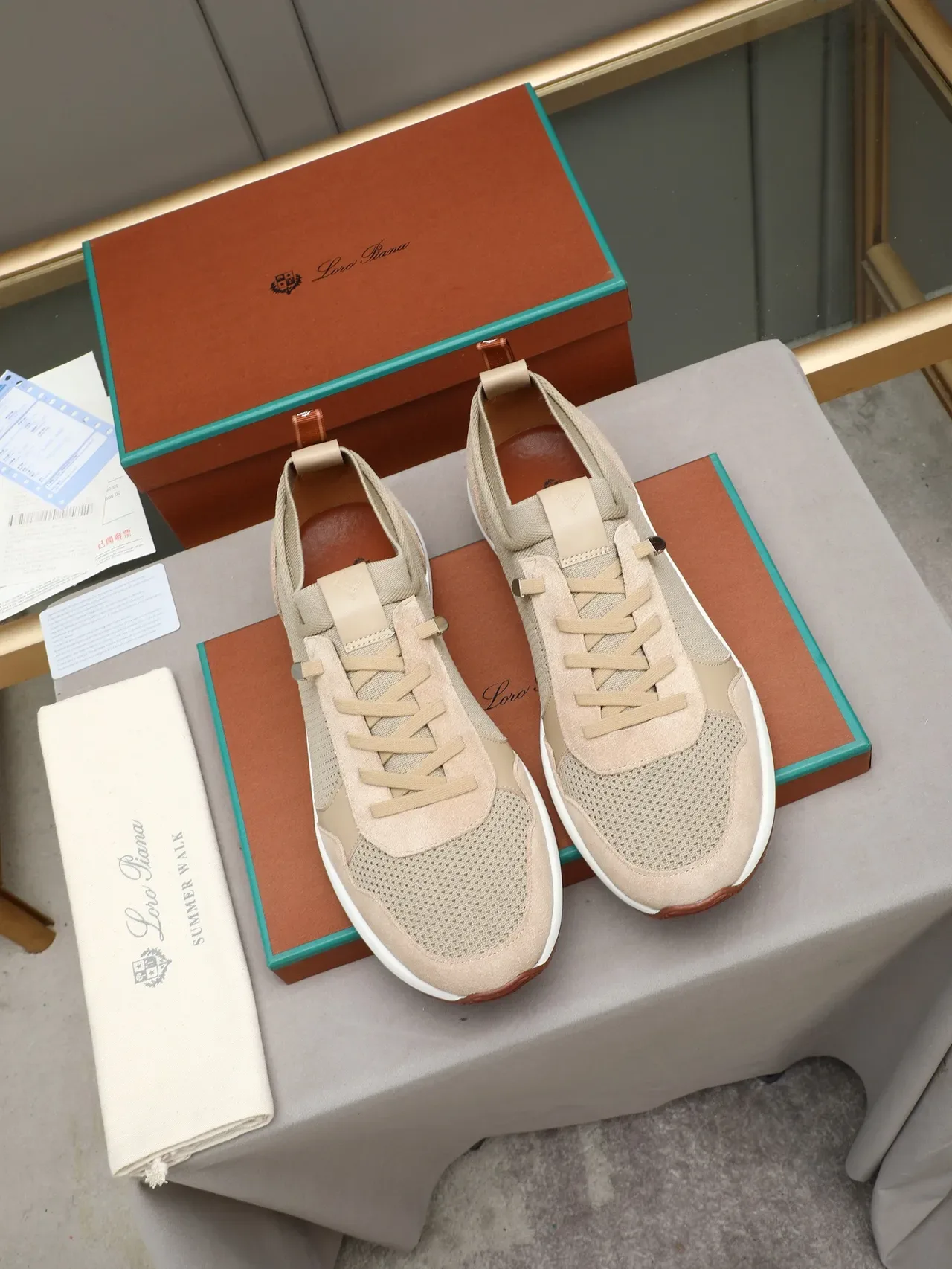 Beige and Brown Mesh-Suede Lifestyle Sneaker 2