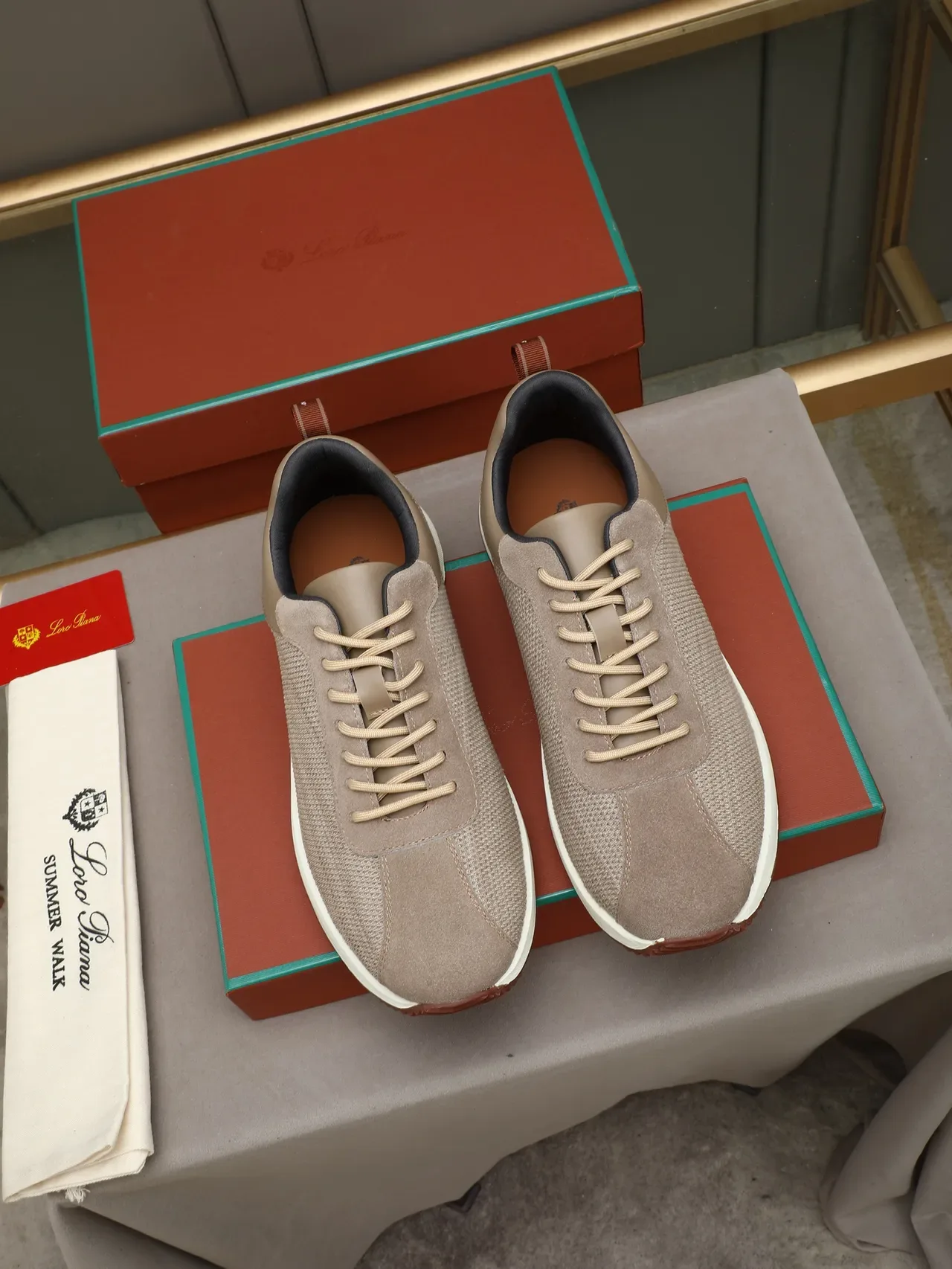 Beige and Brown Mesh-Suede Lifestyle Sneaker 2