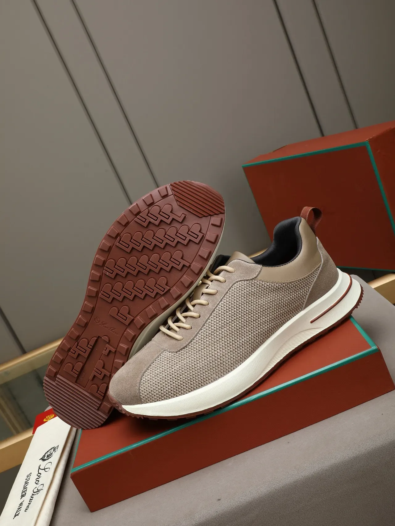 Beige and Brown Mesh-Suede Lifestyle Sneaker 4