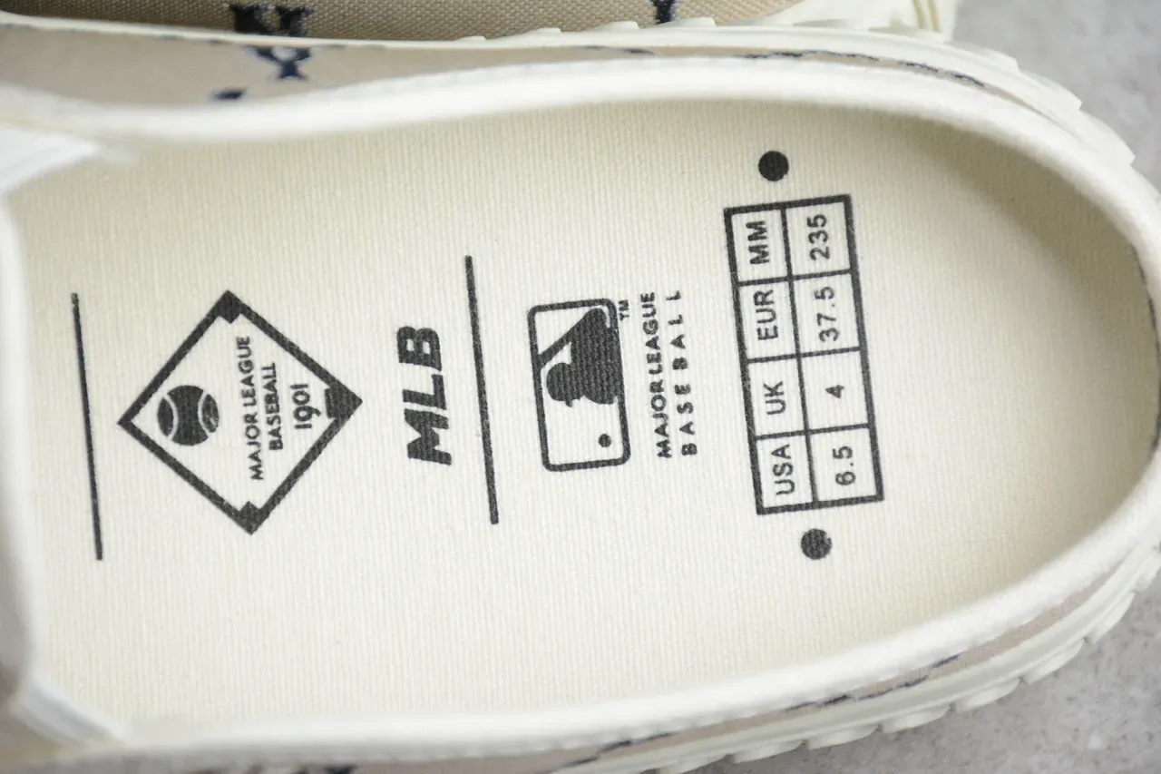 Beige and Navy Monogram Slip-On Canvas Shoes 3