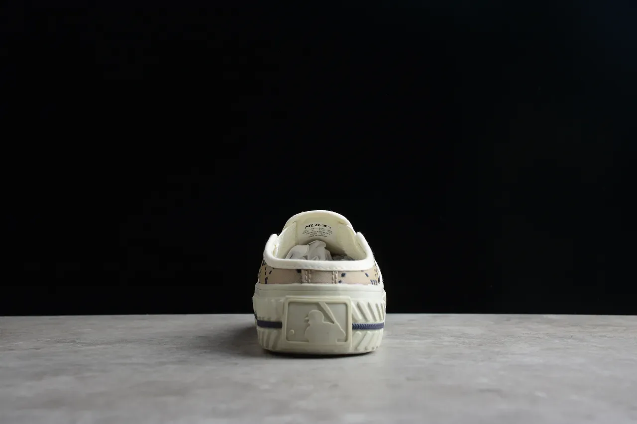 Beige and Navy Monogram Slip-On Canvas Shoes 8