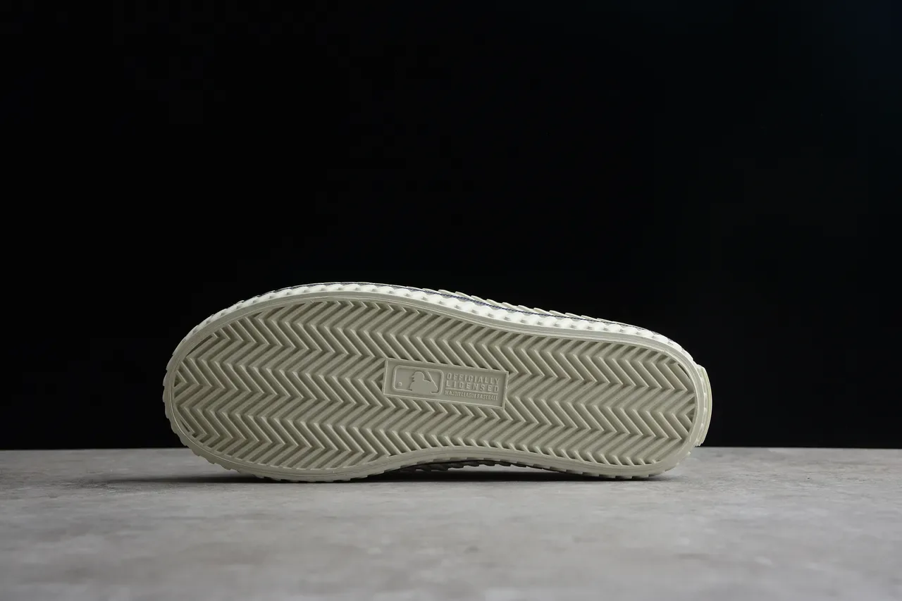 Beige and Navy Monogram Slip-On Canvas Shoes 9