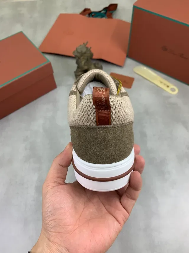 Beige and Olive Green Mesh-Suede Platform Sneaker 3