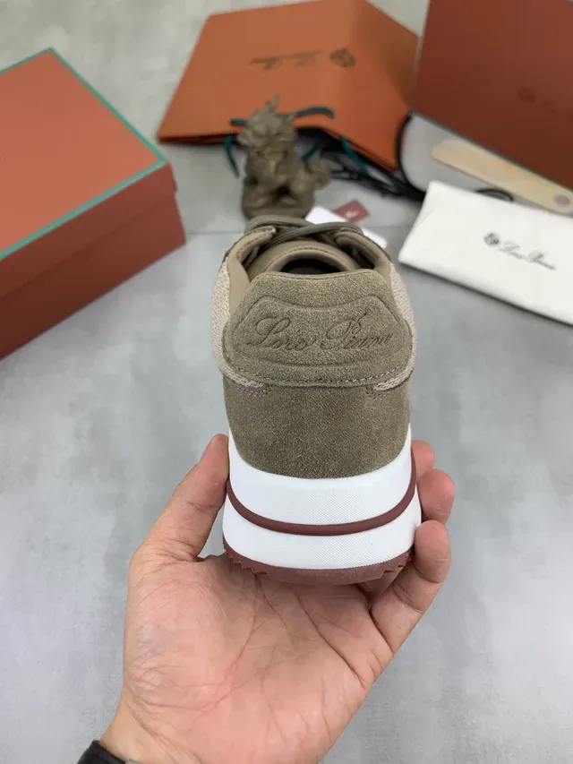Beige and Olive Suede-Mesh Low-Top Lifestyle Sneaker 3