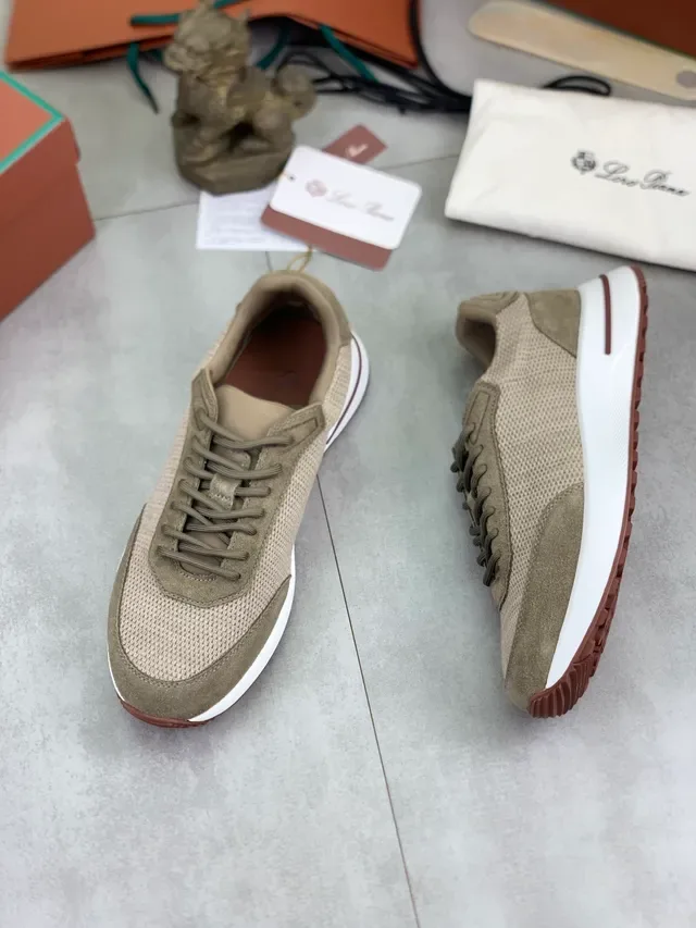 Beige and Olive Suede-Mesh Low-Top Lifestyle Sneaker 5