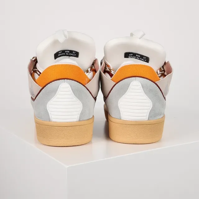 Beige and Orange Multicolor Woven Lace Lifestyle Sneakers 8