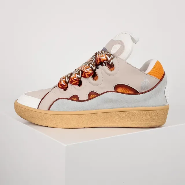 Beige and Orange Multicolor Woven Lace Lifestyle Sneakers 9