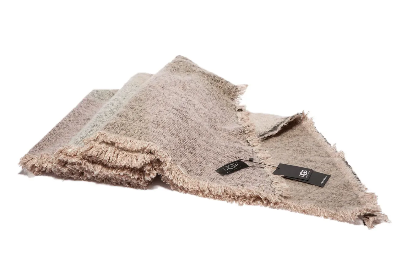Beige Black Woven Fringed Scarve 5