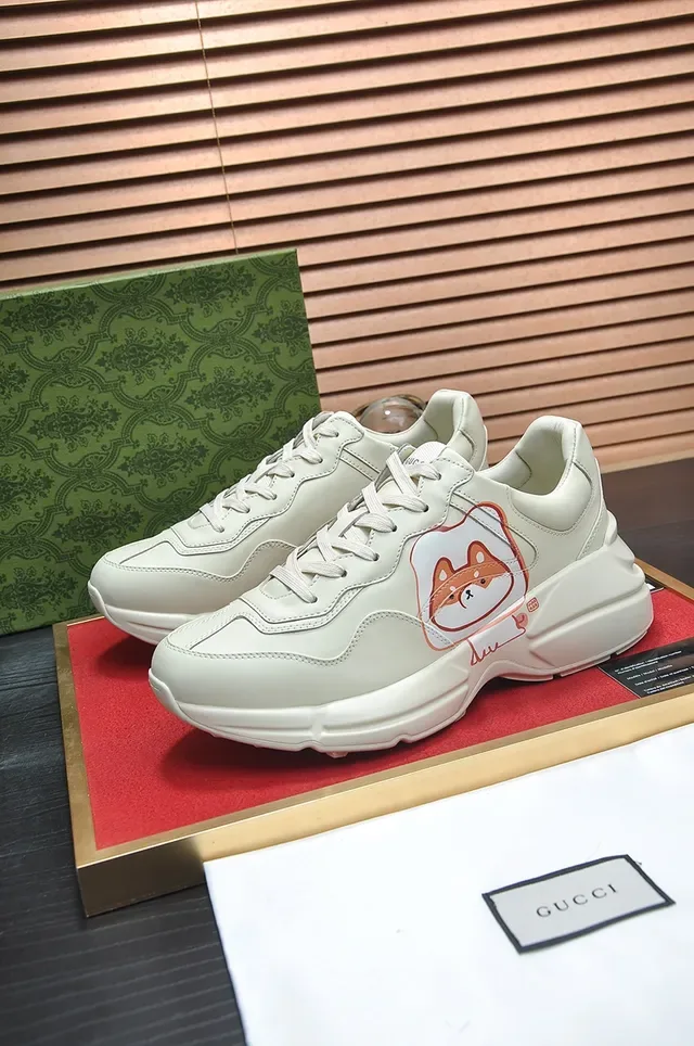 Beige Blue Chunky Sole Cartoon Graphic Panel Sneakers 3
