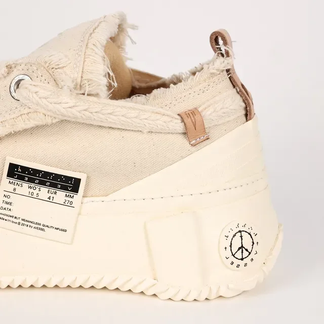Beige Brown Frayed Canvas Upper Rope-Style Laces Sneakers 4