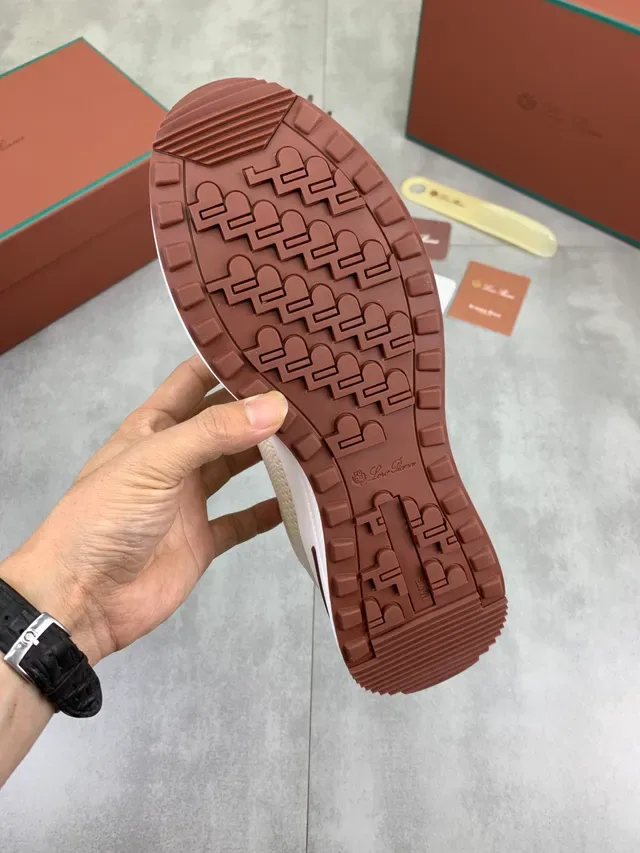 Beige Brown Knit Upper Minimalist Silhouette Sneakers 2