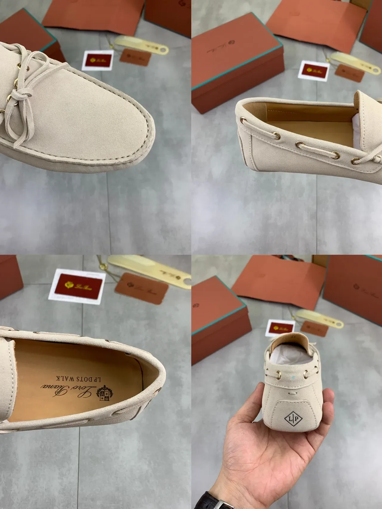 Beige Brown Suede Upper Moc-Toe Stitching Loafer 2