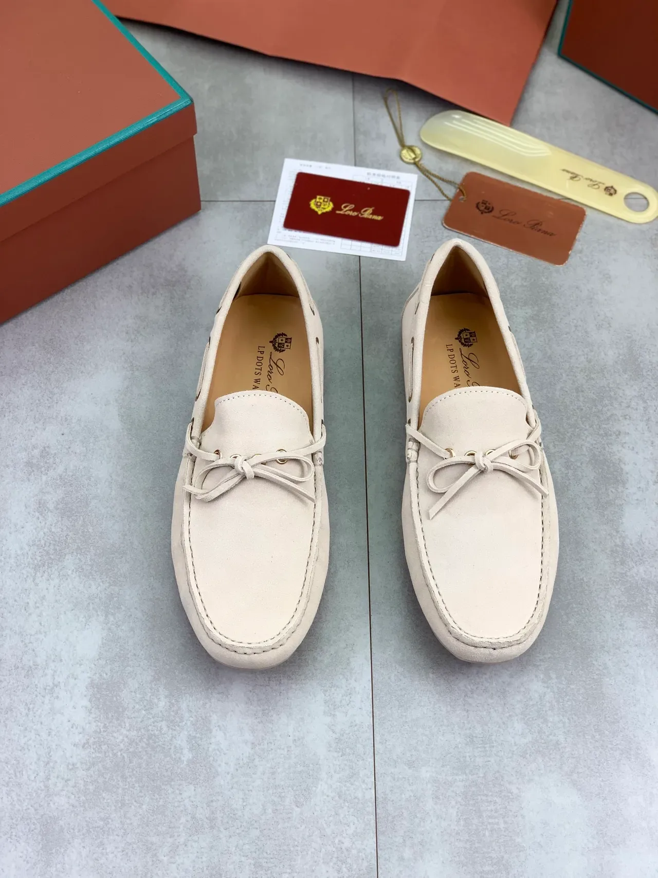 Beige Brown Suede Upper Moc-Toe Stitching Loafer 4