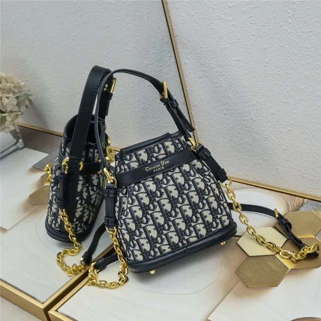 Beige Brown Woven Raffia-Like Texture Leather Trim Bucket Bag 8