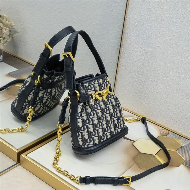 Beige Brown Woven Raffia-Like Texture Leather Trim Bucket Bag 9