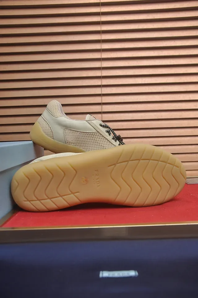 Beige Mesh and Leather Low-Top Lifestyle Sneaker 3