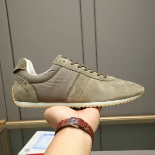 Beige Suede and Nylon Retro Runner Lifestyle Sneaker