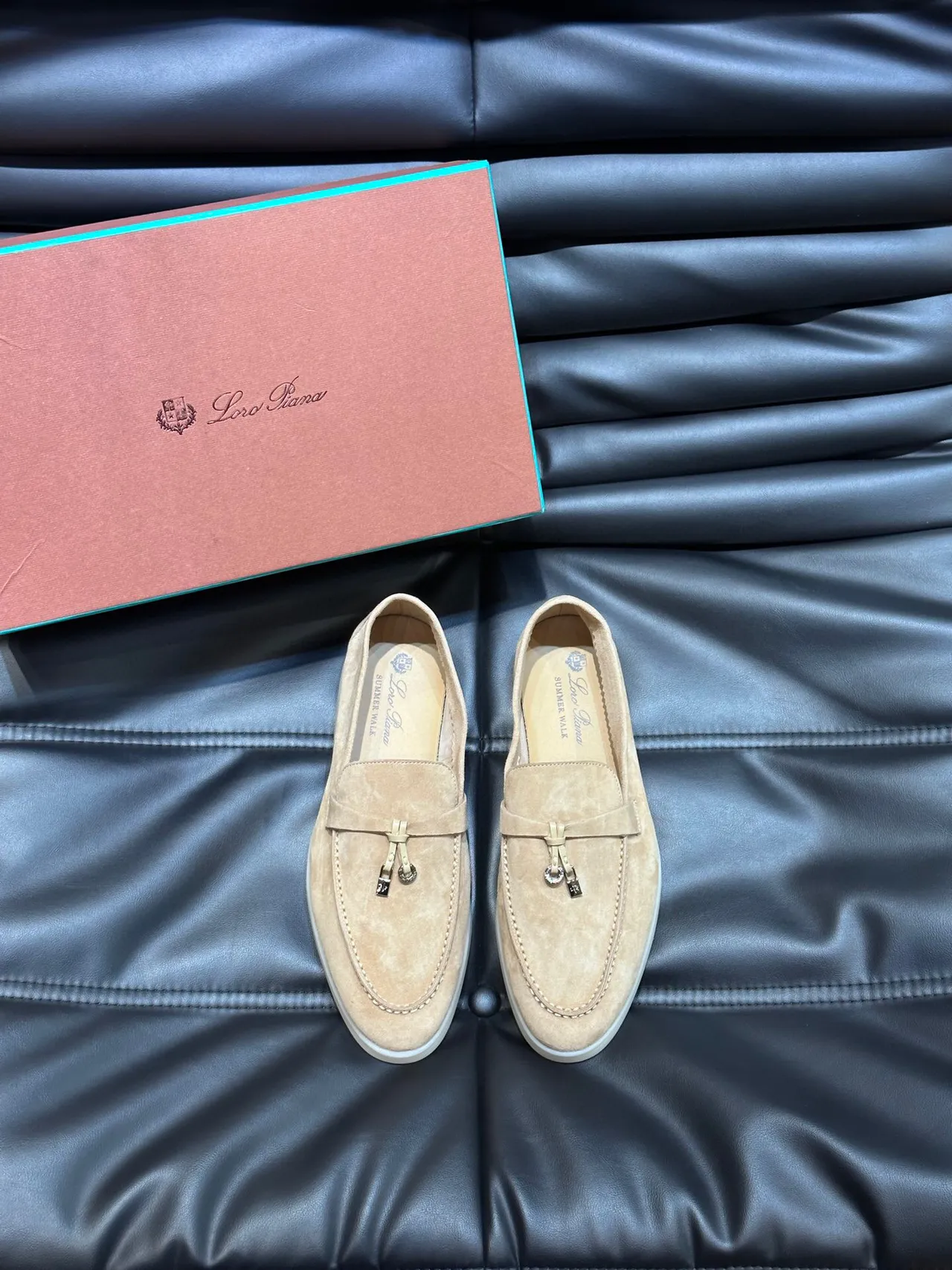 Beige White Suede Upper Tassel Strap Loafer 2