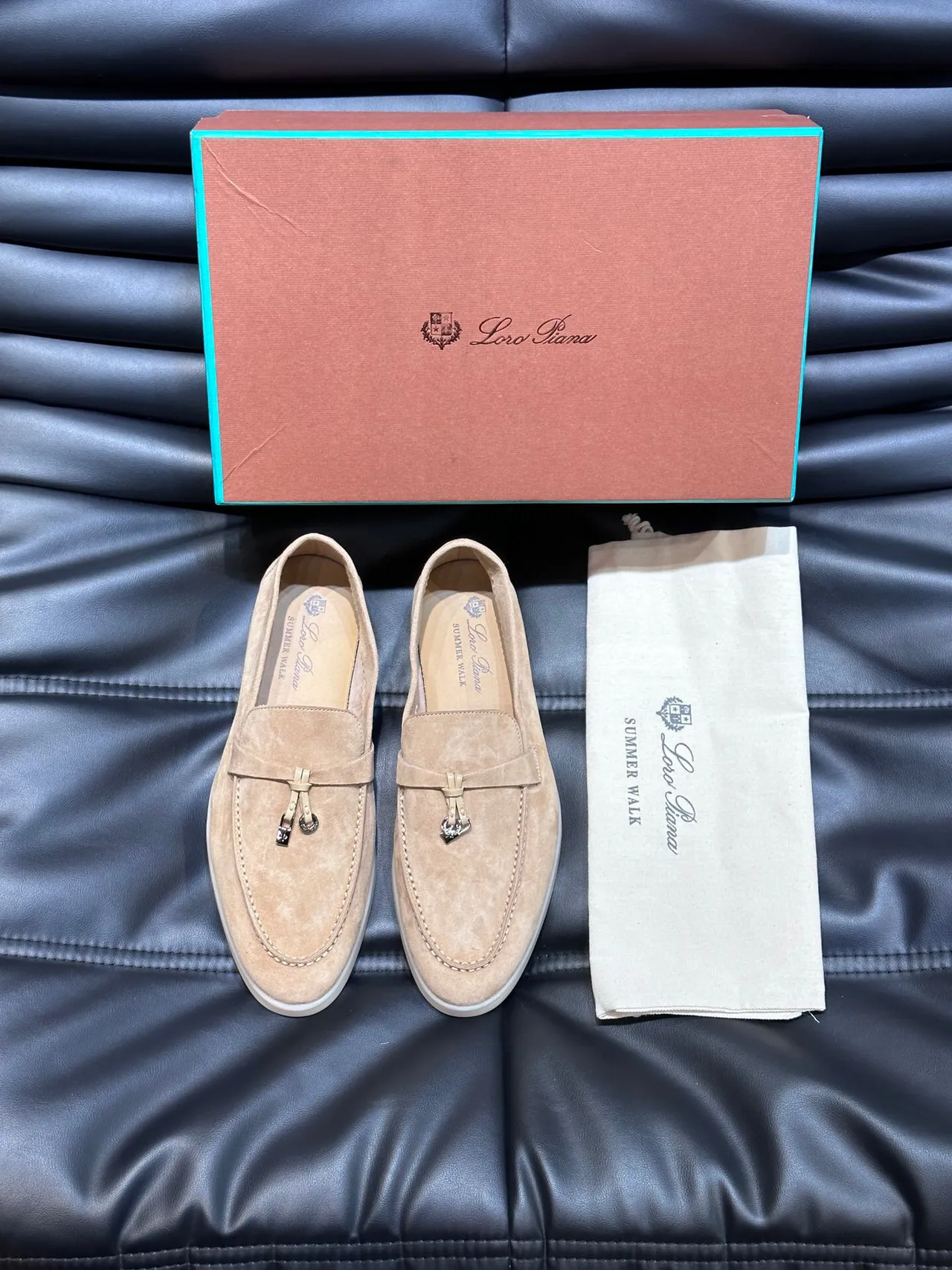 Beige White Suede Upper Tassel Strap Loafer 4