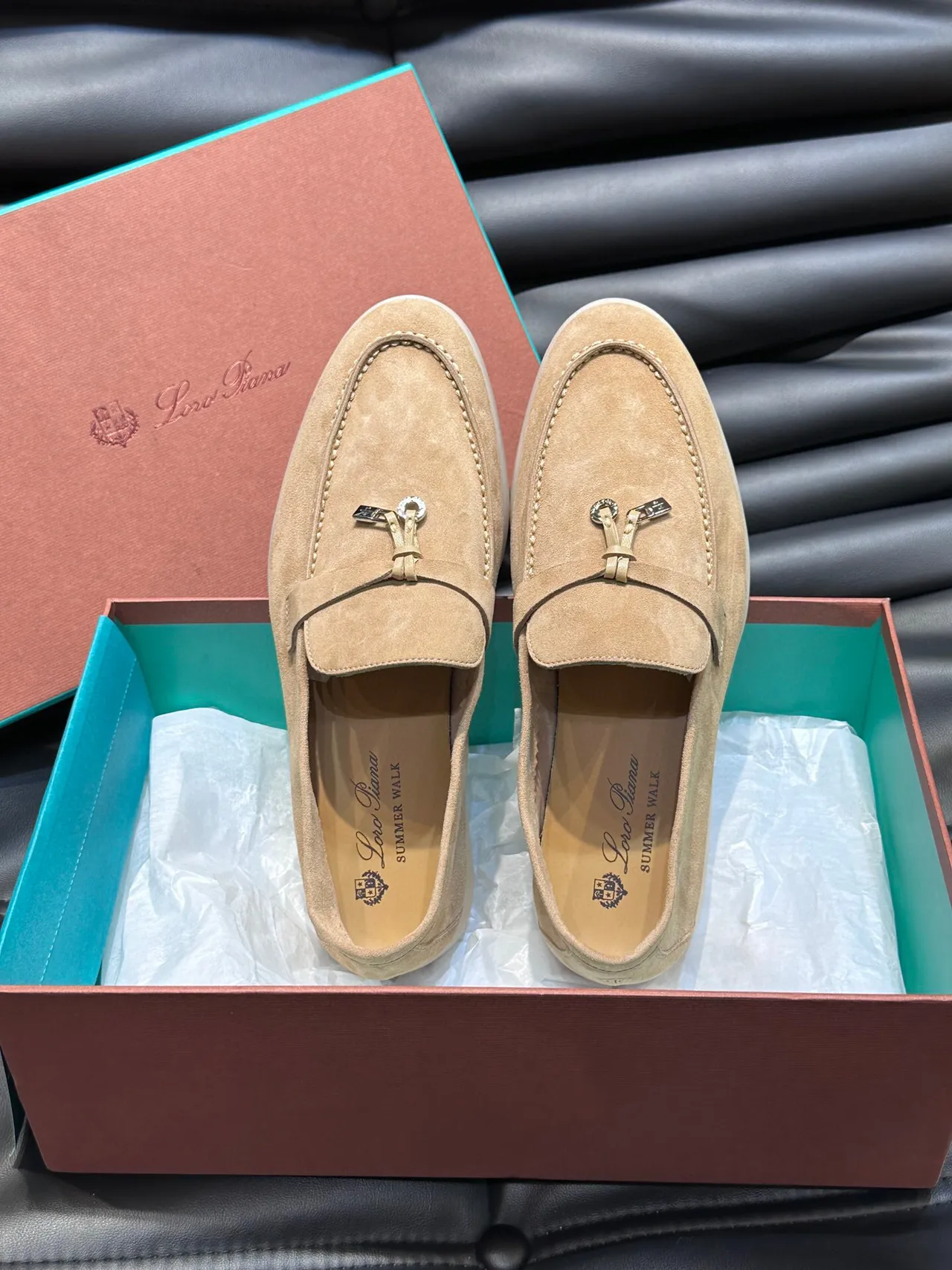 Beige White Suede Upper Tassel Strap Loafer 5