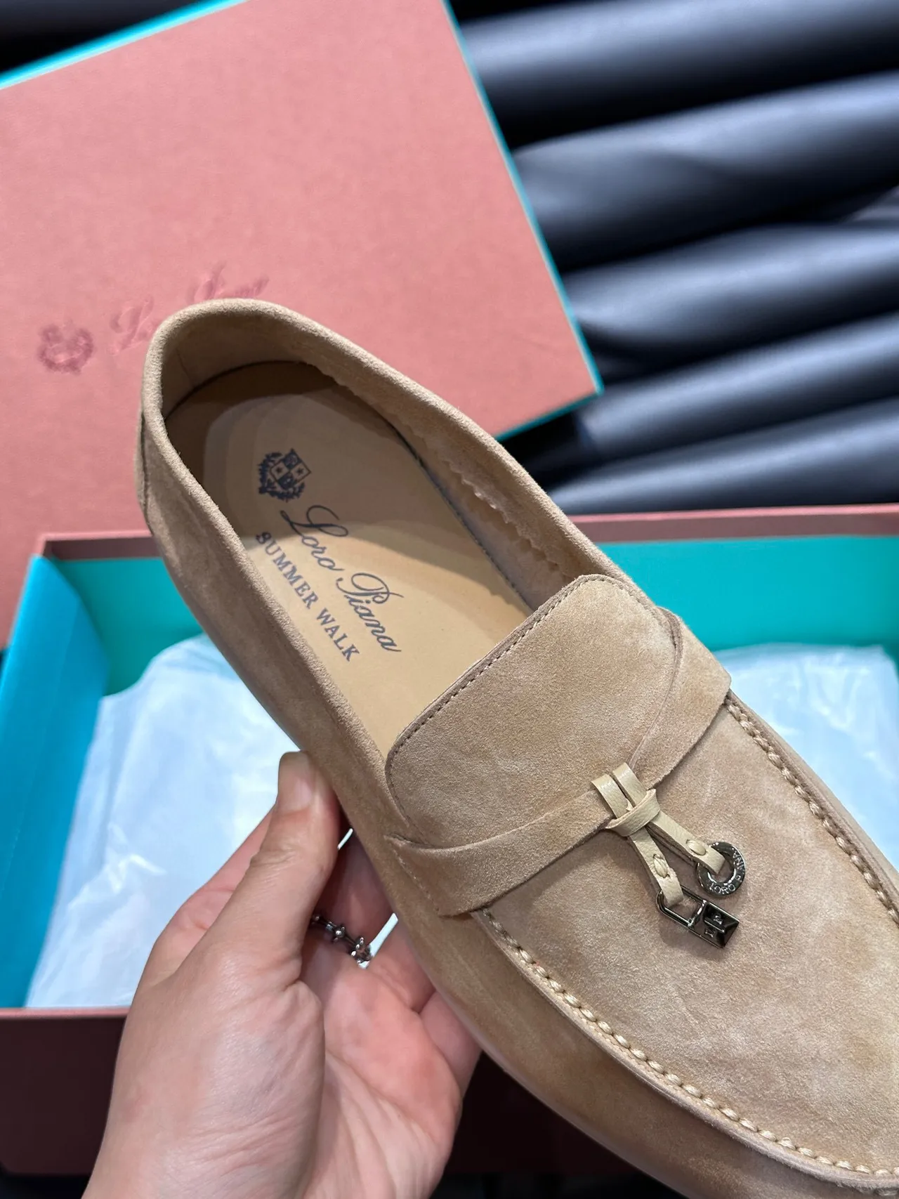 Beige White Suede Upper Tassel Strap Loafer 8