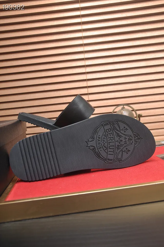 Berluti Black Leather Dual-Strap Slipper Slippers 2
