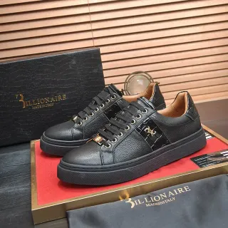 Billionaire Zapatillas lifestyle de cuero negro con paneles de cocodrilo