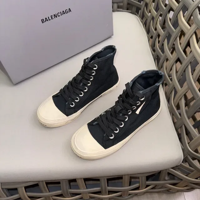 Zapatilla alta de lona negra y beige 3