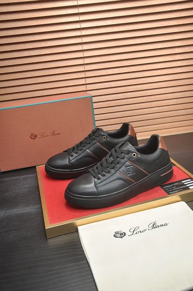 Black and Copper Accent Low-Top Leather Sneaker 4