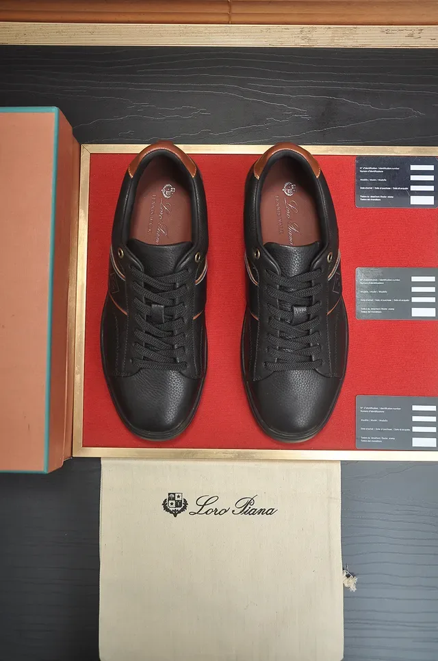 Black and Copper Accent Low-Top Leather Sneaker 5