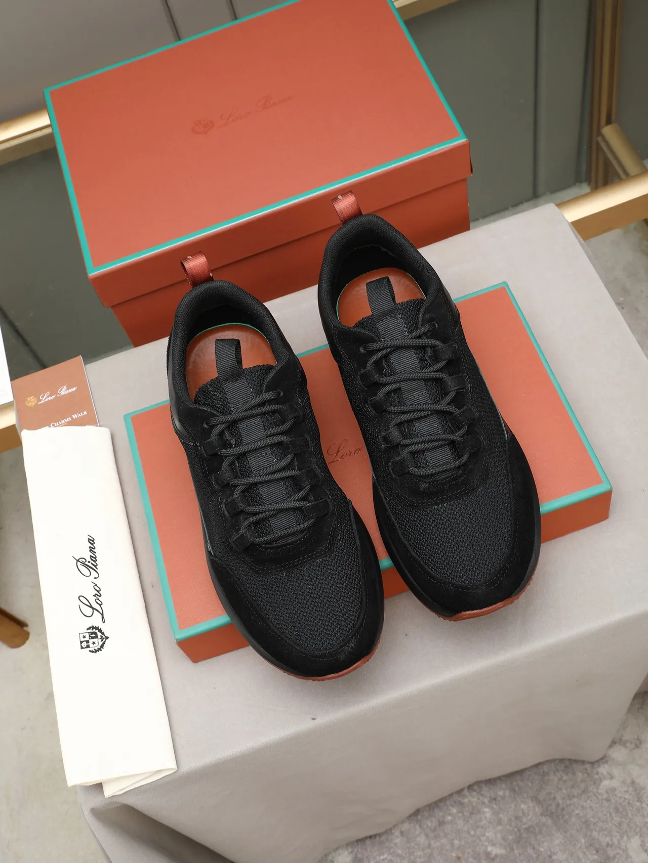 Black and Terracotta Mixed-Material Sculpted Sole Lifestyle Sneaker 2