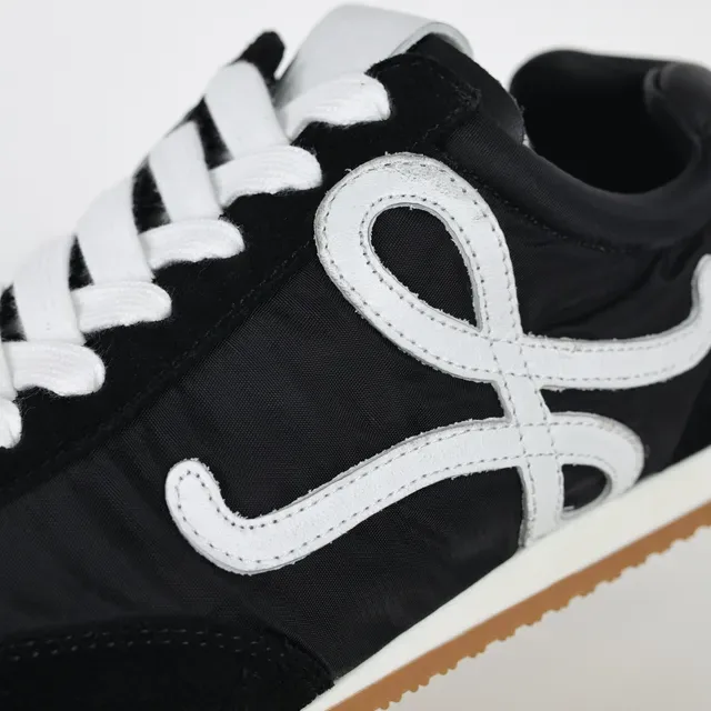 Black and White Abstract Logo Low-Top Sneaker 6