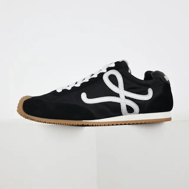 Black and White Abstract Logo Low-Top Sneaker 9