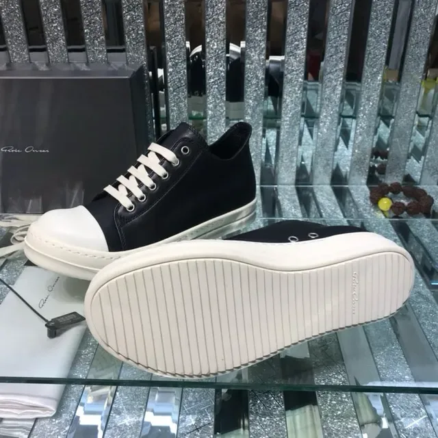 Black and White Leather Low-Top Platform Sneakers 4