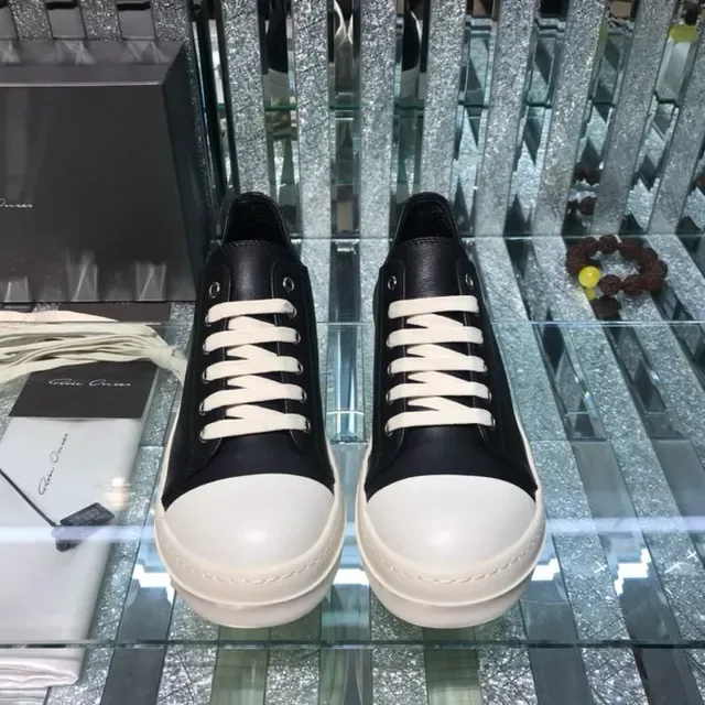 Black and White Leather Low-Top Platform Sneakers 6