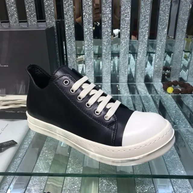 Black and White Leather Low-Top Platform Sneakers 8