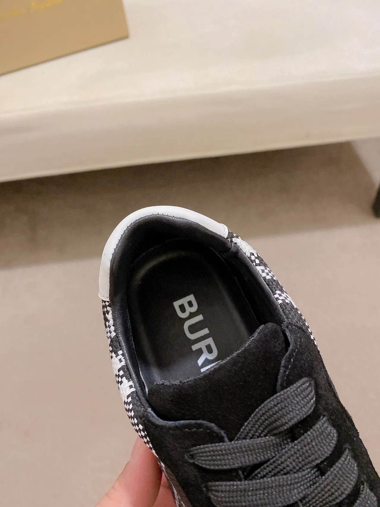 Black and White Plaid Panel Retro Runner Sneaker 3