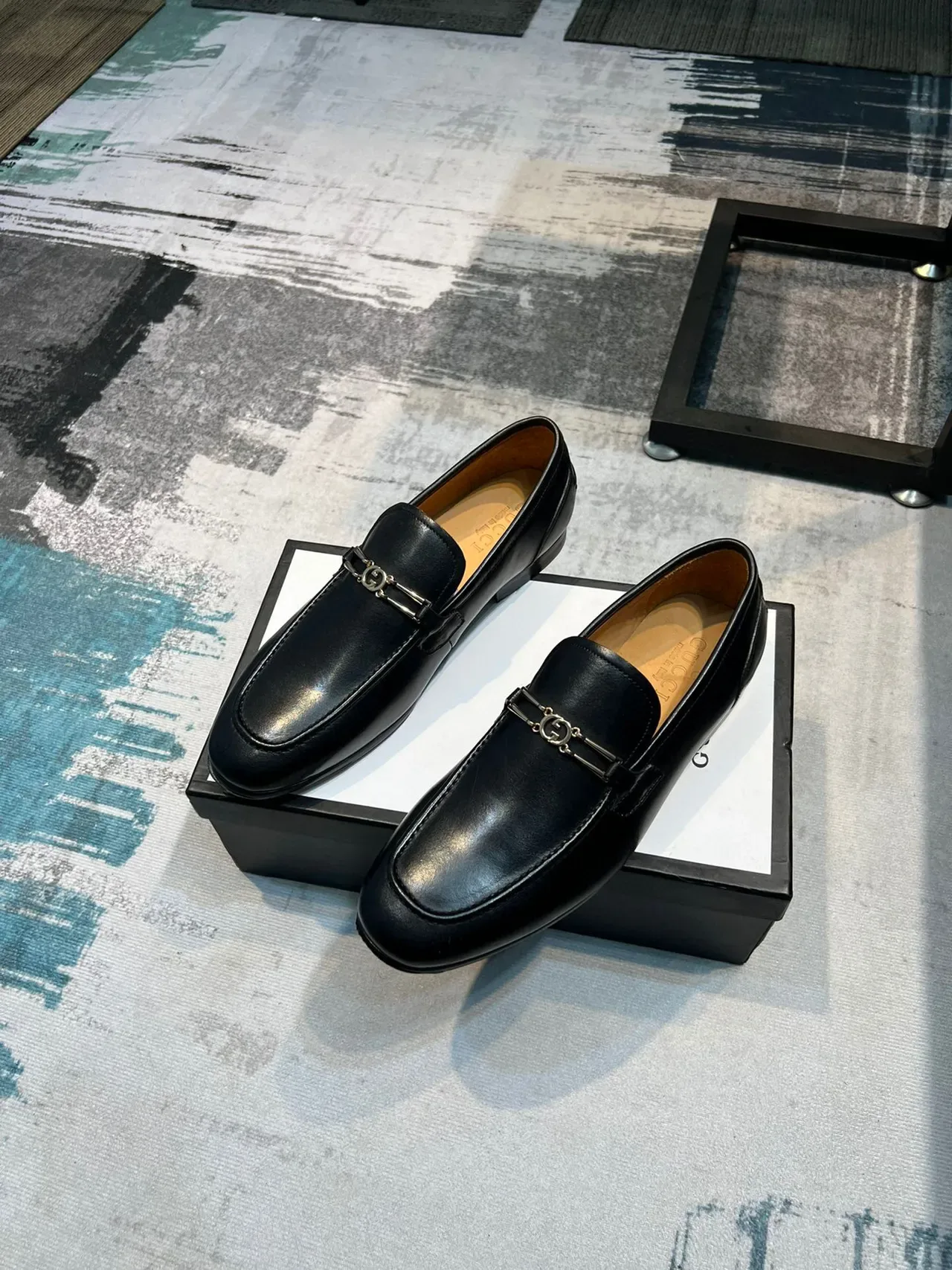 Black Brown Leather Metal Horsebit Ornament Loafer 4