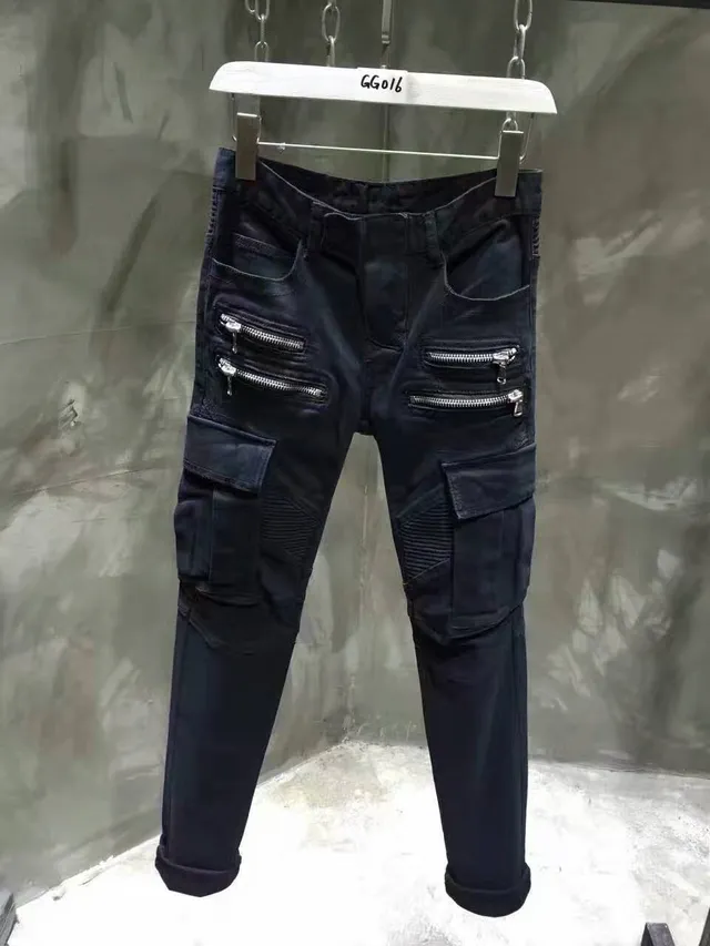 Black Cargo Zipper Detail Slim Fit Jeans 2
