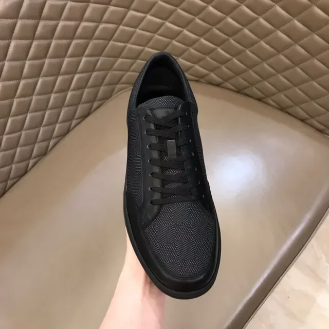Black Checkerboard Mesh and Leather Low-Top Lifestyle Sneaker 3