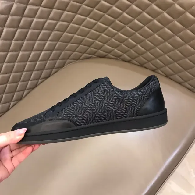 Black Checkerboard Mesh and Leather Low-Top Lifestyle Sneaker 4