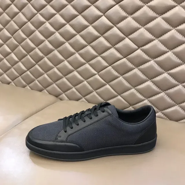 Black Checkerboard Mesh and Leather Low-Top Lifestyle Sneaker 5